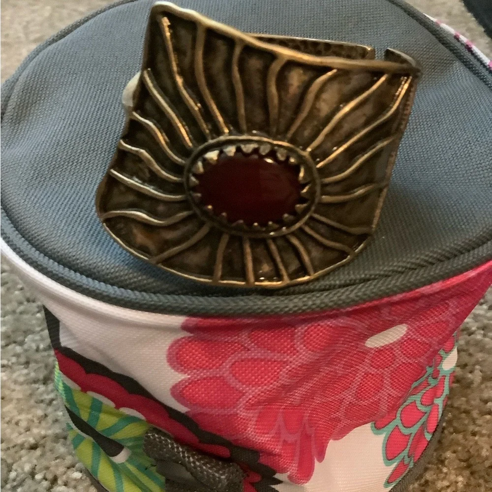 Like New Lucky Brand Gold w/ Rust Stone Set: Necklace, Earrings & Bracelet - Picture 2 of 8